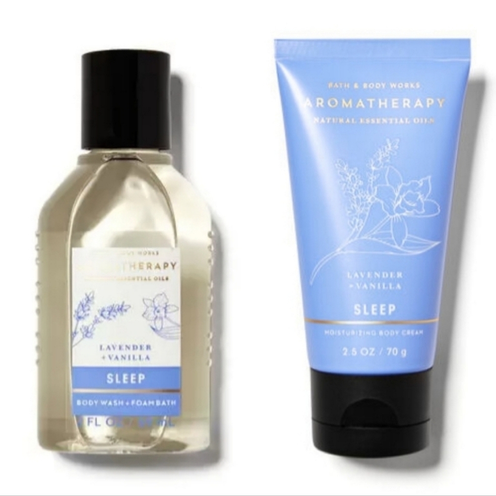 LAVENDER & VANILLA AROMATHERAPY TRAVEL SIZE BODY WASH & BODY CREAM
